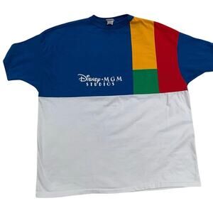 Vintage 1987 Disney MGM Studios Cotton/poly Color Block T XL